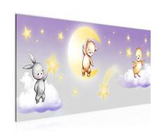 Bilder Kinderzimmer Tiere Wandbild 100 x 40 cm Vlies - Leinwand Bild XXL Format Wandbilder Wohnzimmer Wohnung Deko Kunstdrucke Violett 1 Teilig - MADE IN GERMANY - Fertig zum Aufhängen 017712a