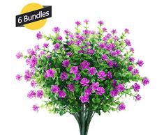 GREENRAIN 6 Bündel künstliche Blumen für den Außenbereich zur Dekoration, kein Verblassen aus Kunst-Kunststoff, Aglaia, Odorata, Garten, Veranda, Fenster, Box Dekoration, 6 Bündel 14 * 9 inch Fuchsia
