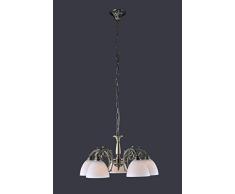 Herrliche 5-flg Pendel Hänge Lampe Glas Messing Weiß Lokal Globo SILAS 69023-5