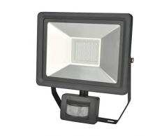 UNITEC LED Strahler mit 180° Infrarot-Bewegungsmelder 30 Watt, 2400 Lumen, inkl. Kabelanschluss, 6500 Kelvin, Anthrazit, IP44, Aluminiumdruckguss, Sicherheitsglas, Energieeffizienzklasse A+