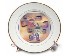 3dRose CP 24431 _ 1 Band und Kuchen Happy 76 Geburtstag Porzellan Teller, 20,3 cm