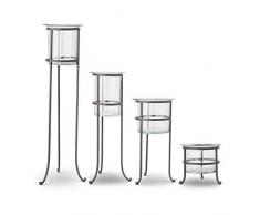 K&K Interiors 16008A Vase auf dunklem Ständer, Glas, Metall, 4 Stück