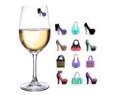 Heels & Handtaschen magnetisch Wein Glas Charms & markers- Set von 12