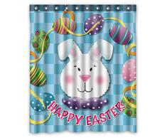 KXMDXA Custom Ostereier Happy Osterhase Wasserdichter Polyester-Duschvorhang 152,4 x 182,9 cm