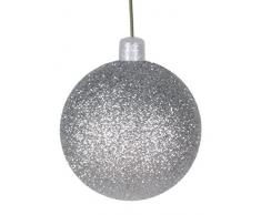 Queens of Christmas wl-orn-blkg-60-slv-w Glitter Kugel Ornament mit Draht, 60 mm, Silber