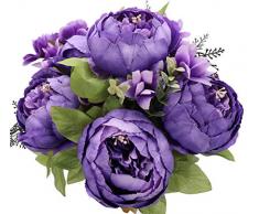 Duovlo Künstliche Pfingstrose, Seidenblumen, Vintage, Hochzeitsdekoration, 1 Stück Mittellila