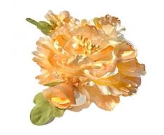 Cuteque International Organza und Seide Pfingstrose mit 2 Rosenstolz befestigt (3 Stück), 10,2 cm Gold/apricot