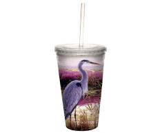 Tree-Free Grüße 16 Oz, Blau Heron-Kunst, Wanddekoration, mit doppelter Cool Becher mit Strohhalm
