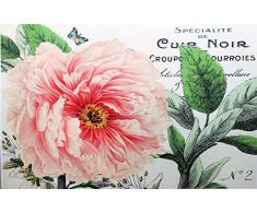 Monahan Papers 50 Papier-Platzsets für Tische, Motiv: Pfingstrose, Vintage-Stil, mit Schmetterling und grünen Blättern, für Partys, Hochzeiten, Essen, Küche