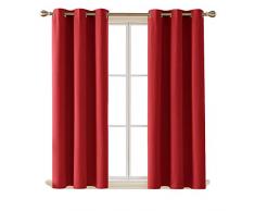 Deconovo Verdunkelungsvorhang mit Ösen, isoliert, für Fenster 42Wx54L Inch rot