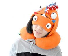 OLizee Cartoon Monster mit Kapuze Sturmhaube U-Förmigen Nackenkissen Reise Nap Auto Kopfstütze Kissen mit Augenmaske Niederlande