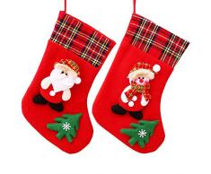 ELUTONG Weihnachtsbaum-Dekoration zum Aufhängen, Weihnachtsstrümpfe, Schneeflocke, Schneemann, Rentier für Partys Fussel-Weihnachtsstrümpfe, 2 Stück