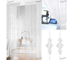Timere Kristallperlen-Vorhang mit Quaste, Türvorhang, Perlenband, Türvorhang, Tür-Scheibe, Heimdekoration, Trennwand, Kristall, Quastenschirm, 90 x 200 cm White#