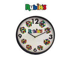 Rubiks Cube Analoge Wanduhr (Zeit zum Lösen) mit geometrischem Zifferblatt und schwarzem Acryl-Rahmen, Quarz-Uhrwerk, AA-Batterie Nicht im Lieferumfang enthalten, 30,5 cm rund, Beige