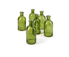 Dunkelgrün Medizin Flasche Bud Vase, Set von 6
