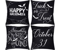 Jetec 4 Stück Kissenbezug Kissenbezug Baumwolle Leinen Kissen Dekoration für Halloween Thanksgiving Weihnachten Herbst 45,7 x 45,7 cm 18 x 18 inch Farbset 1