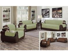 Quick Fit Jameson Loveseat Bezug aus Mikrofaser, wendbar, wasserfest, mit elastischer Schnalle, Salbei- / Schokoladenbraun, Salbeischokolade, Cover