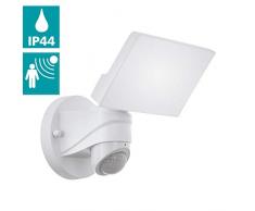 EGLO LED Außen-Wandlampe Pagino, 1 flammige Außenleuchte, Sensor-Wandleuchte aus Kunststoff, Außenstrahler mit Bewegungsmelder, IP44, Farbe: weiß