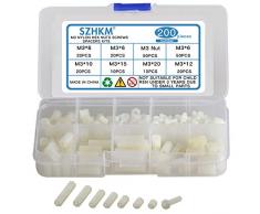HKM 200 Stück M3 Nylon Schraube Mutter Montage, verschiedene Länge Nylon Sechs Winkel Unterstützung Spalte, DIY Elektrische Gerät Spielzeug Platine und Maschine Board Sortiment Montage Hardware Kit Box 200pcs-Hex Nylon m3-03 weiß