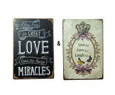 Xelue FF 2 Pcs 20,3 x 30,5 cm Retro Vintage Art Metall Dose Eisen Schild Bild Poster für Home Decor Wand Ornament Foto Prop Wohnzimmer Schlafzimmer Büro Dekoration