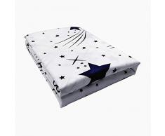 ZHH Dream Star Bettbezug-Set, luxuriöses weiches Bettwäsche, Raumthema für Kinder, Bettdeckenbezug für Tagesdecke (Blau, 1 Bettdecke und 2 Kissenbezüge, Doppelbettgröße) Flat Sheet Queen weiß