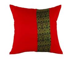 Tom Barrington Home Kissenbezug aus Seide, Rot mit Bali-Stil 16 x 16 gelb