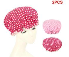 Nenluny 2 Stück Polka Dot Stil wasserdichte Duschhaube Bad Spa Salon Cap Wiederverwendbar Doppel-Duschhaube geeignet für Kinder Mädchen und Frauen