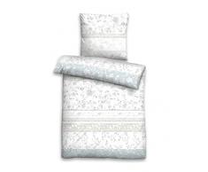 biberna 0004257 Feinbiber Deluxe Bettwäsche Garnitur mit Kopfkissenbezug (Baumwolle) 1x 155x220 cm + 1x 80x80 cm, eisblau