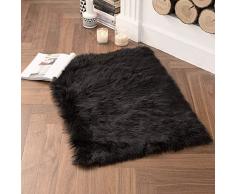 MIULEE Super weicher Flauschiger Teppich Kunstfell-Teppich Dekorativer Plüsch Zottelteppich für Nachttisch, Sofa, Boden, Kinderzimmer 2 x 3 ft Rectangle schwarz