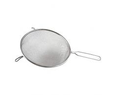 Fackelmann Sieb Ø 20 cm, Küchensieb aus Edelstahl, feinmaschiger Seiher mit Griffeinlage aus Kunststoff (Farbe: Weiß/Silber), Menge: 1 Stück