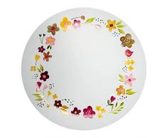 Pavilion Kerzentablett aus Milchglas, handbemalt, Blumenmuster, 18,4 cm