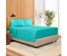 Empyrean Bettwäsche Bambusmischung 6-teilig - Bambus und Mikrofaser Mischung - Hotel Luxus extra weich kühl kuschelig Bettlaken - pflegeleicht faltenfrei bügelfrei Twin blaugrün