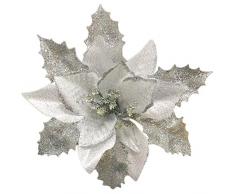 Weihnachten Glitzer Weihnachtsstern Baum 12 Stück, silberfarben