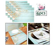 Wamika Platzdeckchen mit Meeresmuschel, 1 Set, Tischset, Sommer-Sesternbrett, Tischsets, rutschfest, fleckenabweisend, 30,5 x 45,7 cm, für Esszimmer, Zuhause, Küche, Dekoration für Innenbereich 12x18x6 in mehrfarbig