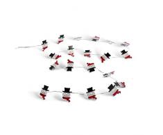 K&K Interiors 54084A Lichterkette Schneemannkopf aus Kunststoff, 12,7 cm, Weiß