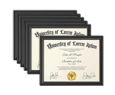 Icona Bucht 8,5 von 11 Bilderrahmen, Holz Diplom Rahmen, Wand hängen großen Foto Dokument Zertifikat Rahmen, Landschaft, als 11 x 8,5 oder Hochformat, Lakeland Collection 8.5x11 Letter (6 Pack) matte black