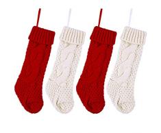 SATINIOR Satin 4 Paar Strickstrümpfe Weihnachtsstrümpfe Dekorationen Strümpfe Kamin hängende Strümpfe, 41,9 cm