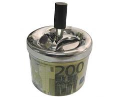 NewFeru rauchfreie Metalldose zum Herunterschieben von Zigaretten Zigarren mit drehbarem Deckel, tragbarer Aschenbecher für Zuhause, Tisch, Terrasse, Sand, Auto, Auto, Außenbereich, Innenbereich 3.5LX3.5WX4.7H Euro Sign 200