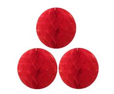 Wrapables Tissue Honeycomb Ball Party Dekorationen für Hochzeiten, Geburtstagsfeiern, Baby Duschen und Kinderzimmer Decor (Set von 3), 30,5 cm rot