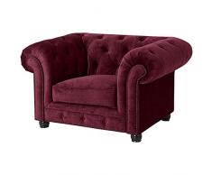 Max Winzer® Sessel Orleans, burgund (weinrot, dunkelrot), Samtvelours, Chesterfield, 135 x 100 x 77 cm