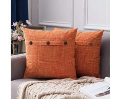 MIULEE Dekorative Lendenwirbel-Kissenbezüge, Landhaus-Stil, Leinen, Kissenbezüge, Vintage-Dekor, Beige für Couch Sofa Schlafzimmer Auto 2 Pieces, 20x20 Three Button-orange