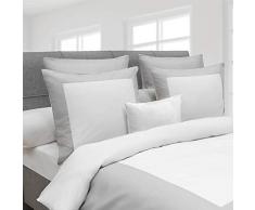 Heckett Lane Wendebettwäsche 100% Baumwolle Perkal Lina 140 White/Silver Grey