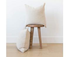 Woven Nook Dekorative Samt-Kissenbezüge für Couch, Sofa oder Bett, gewebt, 45,7 x 45,7 cm und 55,9 x 55,9 cm, modernes Design, Samt 18 x 18 Hellbeige