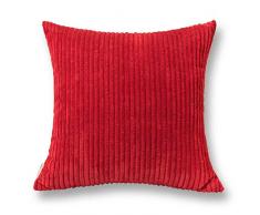 Jeanerlor Home Dekoration Super Soft Plüsch Cord mit vertikalen Streifen Euro Überwurf Kissen Sham Kissenbezug für Sofa/Bett/Couch/Auto, und so auf Modern 18"x18" Christmas Red