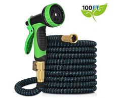 Kranich Gartenschlauch 30ft erweiterbar Gartenschlauch knickfrei Flexibler Wasserschlauch mit 10 Sprühdüsen 100ft