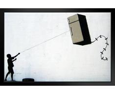 Poster Gießerei proframes Banksy Kühlschrank Kite Graffiti 20x14 inches Framed Poster