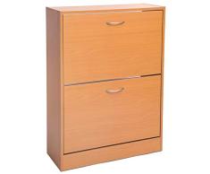 Basicwise QI003383 Schuhregal, 2 Etagen, ausklappbar, Holz