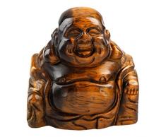 sunyik handgeschnitzt Stein Happy Buddha Statue, Edelstein Fengshui Pocket Skulptur, Figur, Dekoration, Tigerauge Stein, Tigers Eye Stone(1.5)