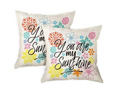 WIRESTER CB-SQPILL17CS-SBPDSQPET0001-2-A6299 Sofakissen, dekorative Kissenhüllen für Home Office 45,7 x 45,7 cm (2 Stück), You Are My Sunshine Flower