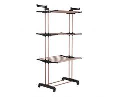 TOWER Wäscheständer, Stahl, Rose Gold, 3 Ablagefächer